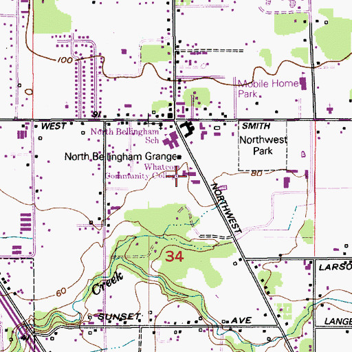 Topographic Map of Whatcom Day Academy, WA