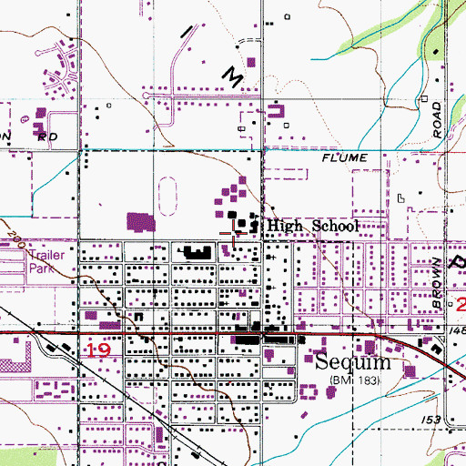 Topographic Map of Sequim School District 323 Office, WA