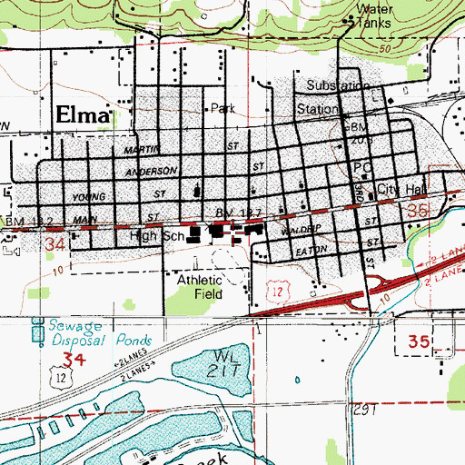 Topographic Map of East Grays Harbor Learning Opportunity Center, WA