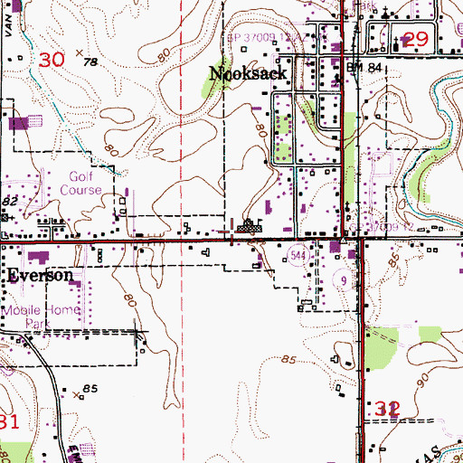 Topographic Map of Nooksack Valley Middle School, WA