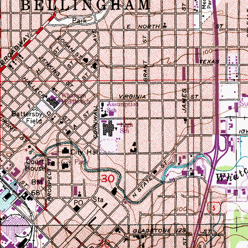 Topographic Map of Options High School, WA