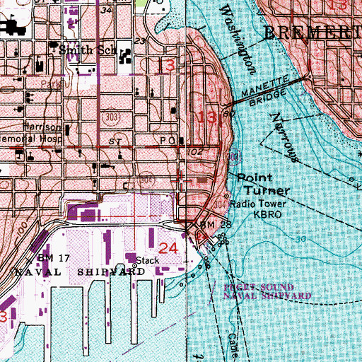 Topographic Map of Alta Vista School, WA