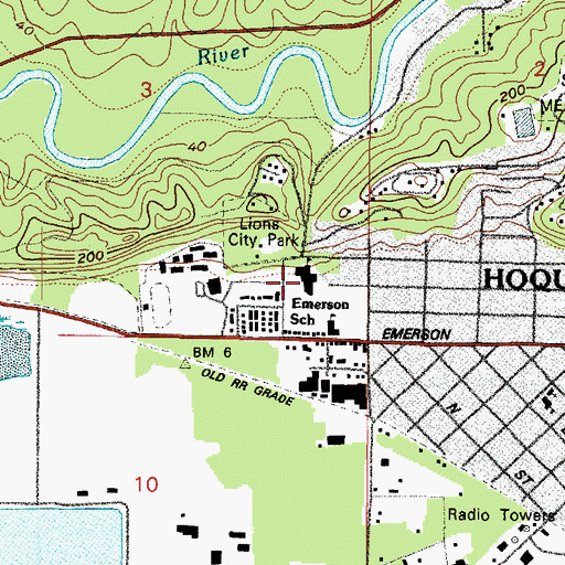 Topographic Map of Hoquiam Middle School, WA