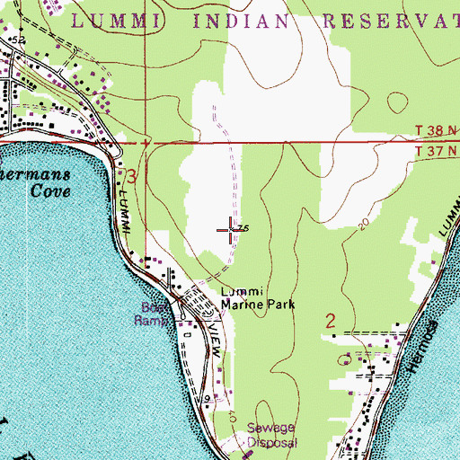Topographic Map of Lummi Youth Academy, WA