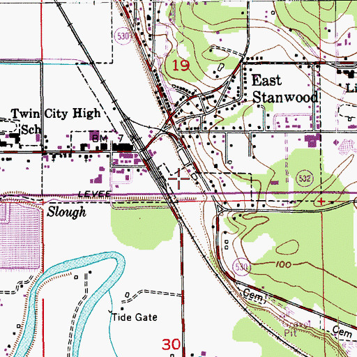 Topographic Map of Stanwood - Camano School District Office, WA