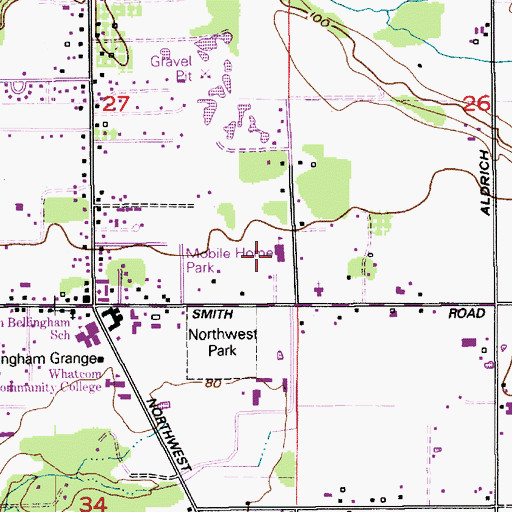 Topographic Map of Baker View Christian School, WA