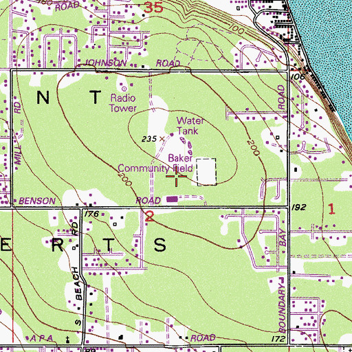 Topographic Map of Point Roberts Primary School, WA