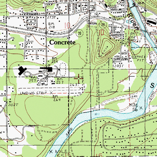 Topographic Map of Concrete School District 11 Office, WA