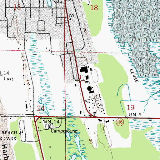 Topographic Map of Ocosta School District 172 Office, WA
