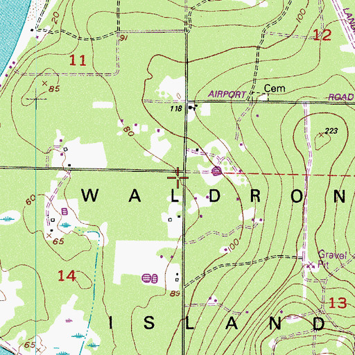 Topographic Map of Waldron Island School, WA