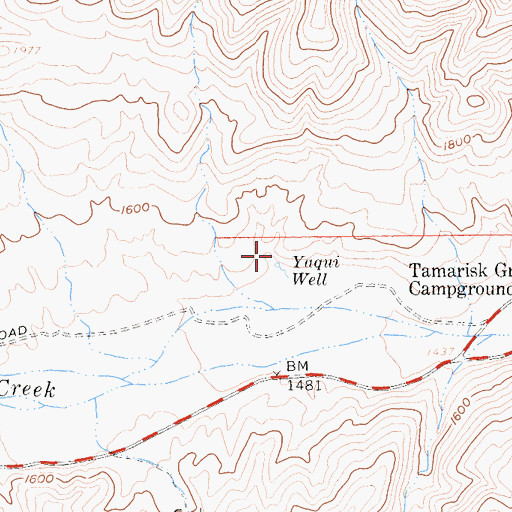 Topographic Map of Yaqui Well, CA