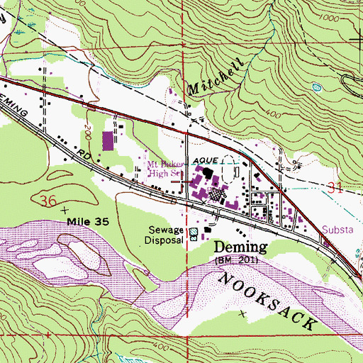 Topographic Map of Mount Baker Junior High School, WA