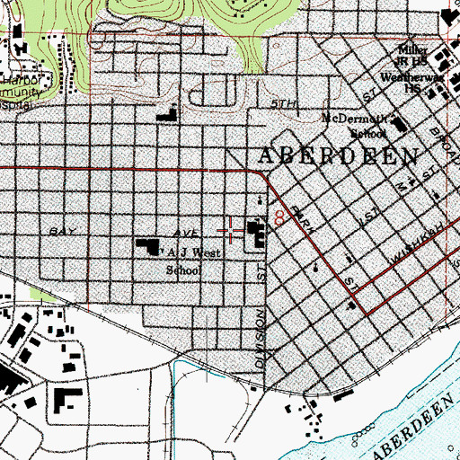 Topographic Map of Harbor High School, WA