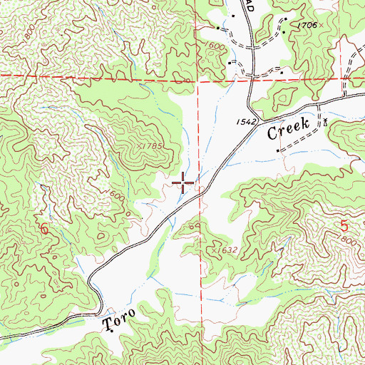 Topographic Map of Yaro Creek, CA