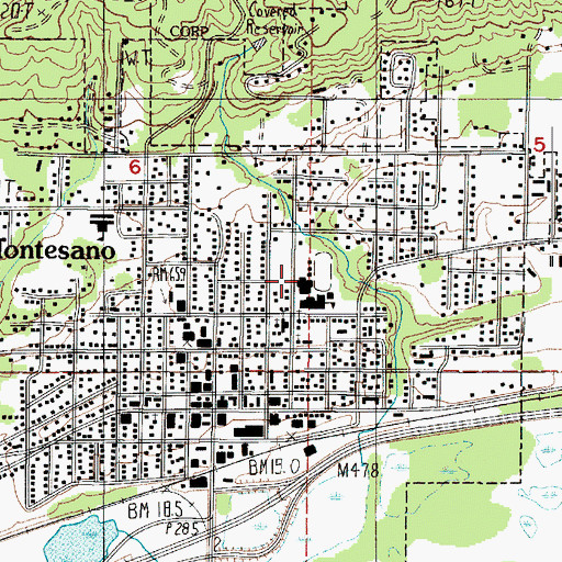 Topographic Map of Montesano School District 66 Office, WA
