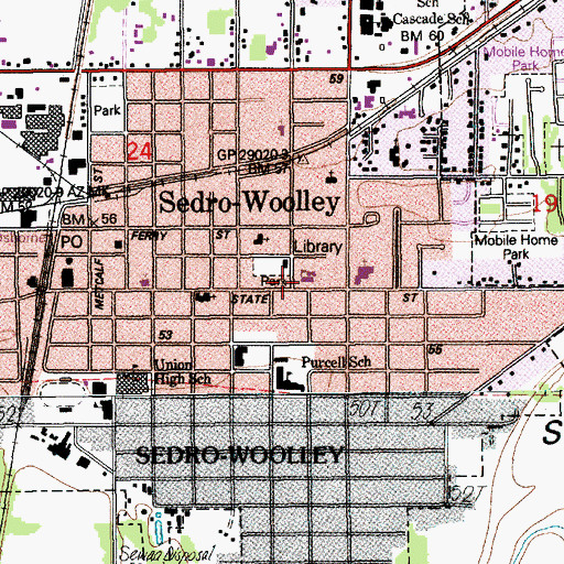 Topographic Map of State Street High School, WA