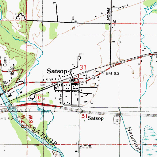 Topographic Map of Satsop School District 104 Office, WA