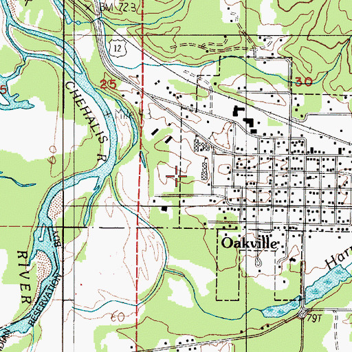 Topographic Map of Oakville School District Office, WA
