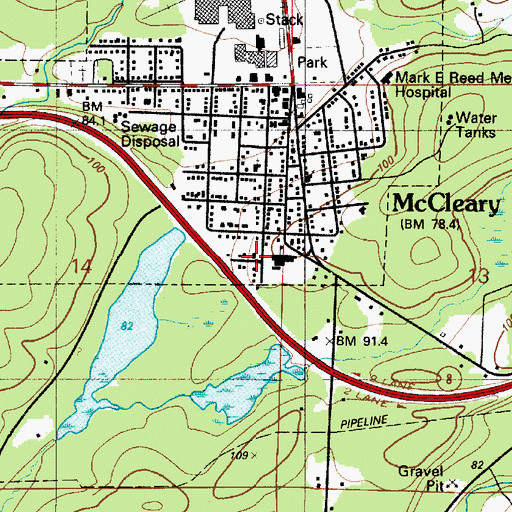 Topographic Map of McCleary School District 065 Office, WA