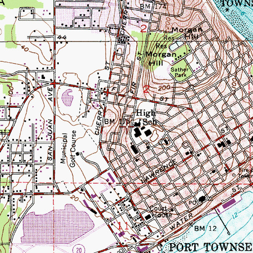 Topographic Map of Port Townsend School District 50 Office, WA