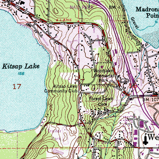 Topographic Map of Bremerton School District 100 Office, WA