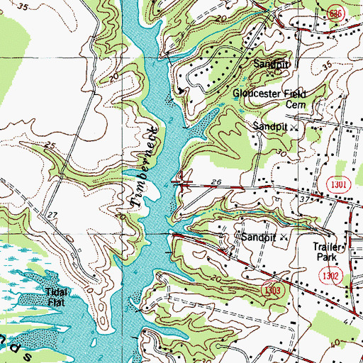 Topographic Map of Fields Landing Boat Ramp, VA