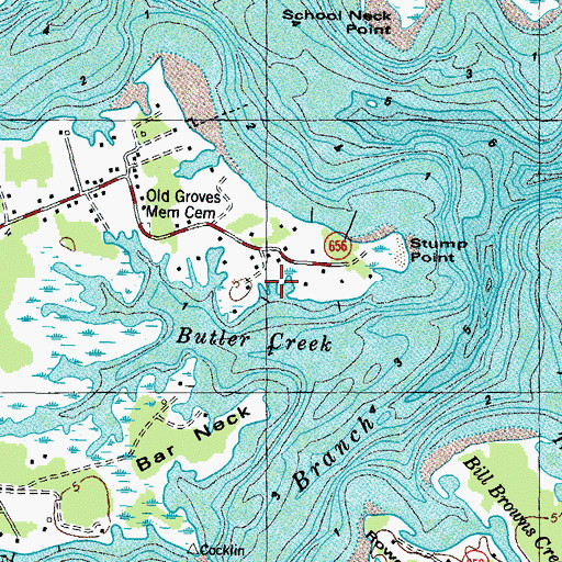 Topographic Map of Glass Point Boat Ramp, VA