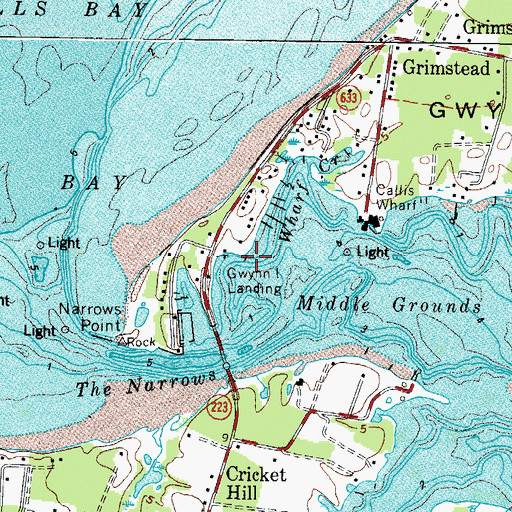 Topographic Map of Grimstead Landing Boat Ramp, VA