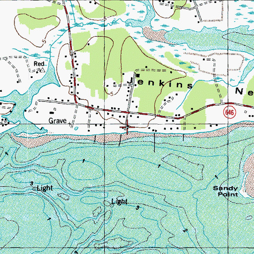 Topographic Map of Jenkins Neck Boat Ramp, VA