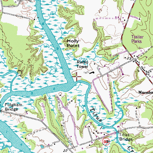 Topographic Map of Jones Creek Boat Ramp, VA