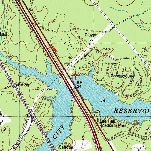 Topographic Map of Newport News Park Boat Ramp, VA