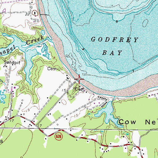 Topographic Map of Piankatank Landing Boat Ramp, VA