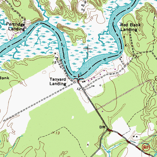 Topographic Map of Tanyard Landing Boat Ramp, VA