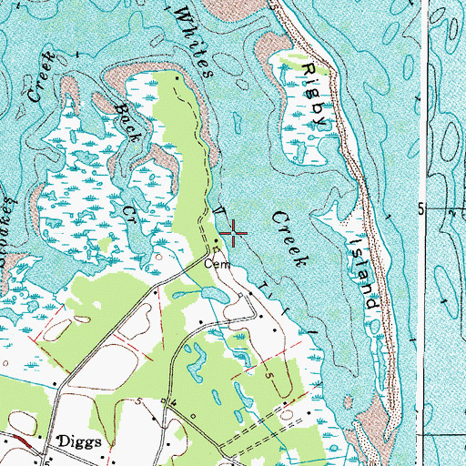Topographic Map of Whites Creek Landing Boat Ramp, VA