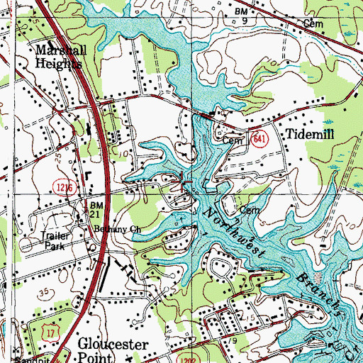 Topographic Map of Jordan Marine Services, VA