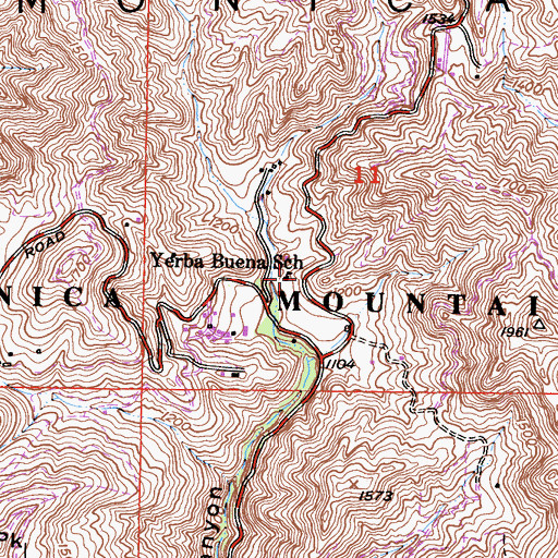 Topographic Map of Yerba Buena School, CA