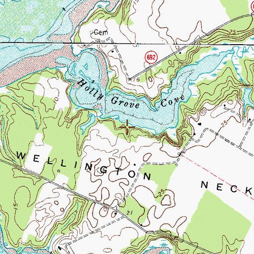 Topographic Map of Holly Grove Vineyards, VA