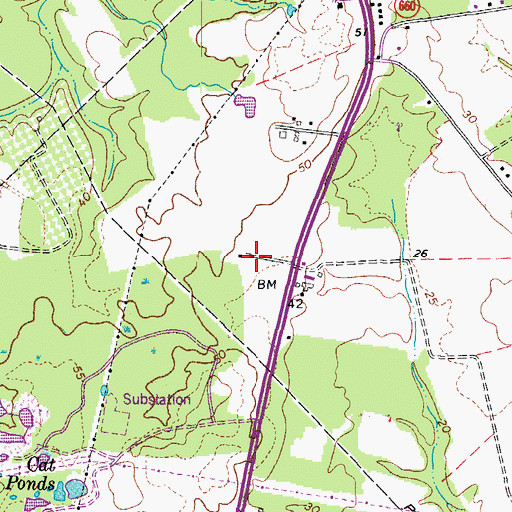 Topographic Map of Isle of Wight Industrial Park, VA