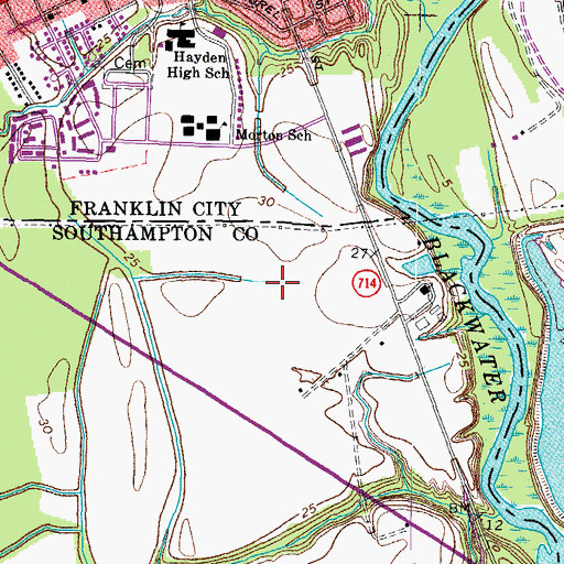 Topographic Map of Pretlow Industrial Park, VA