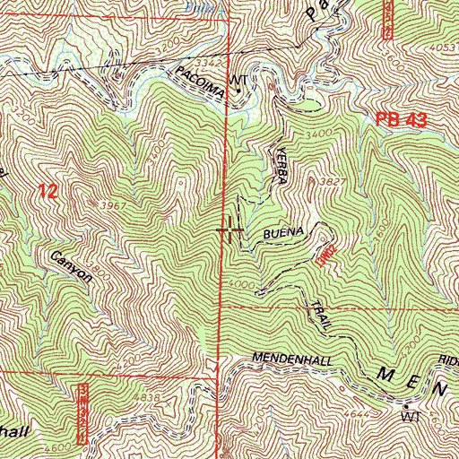 Topographic Map of Yerba Buena Trail, CA