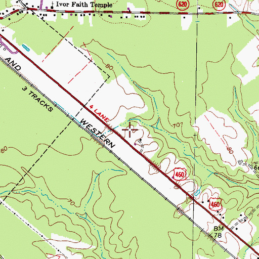 Topographic Map of Southeastern Public Service Authority Ivor Transfer Station, VA