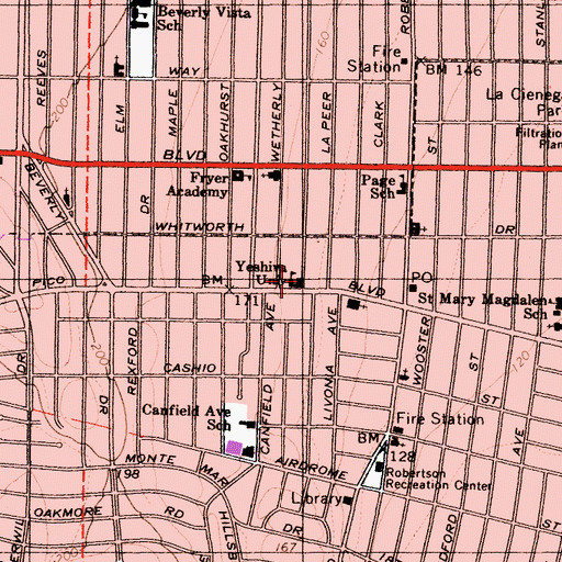 Topographic Map of Yeshiva University, CA