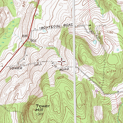 Topographic Map of Fox Run Farm, NY