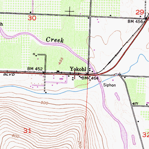 Topographic Map of Yokohl, CA