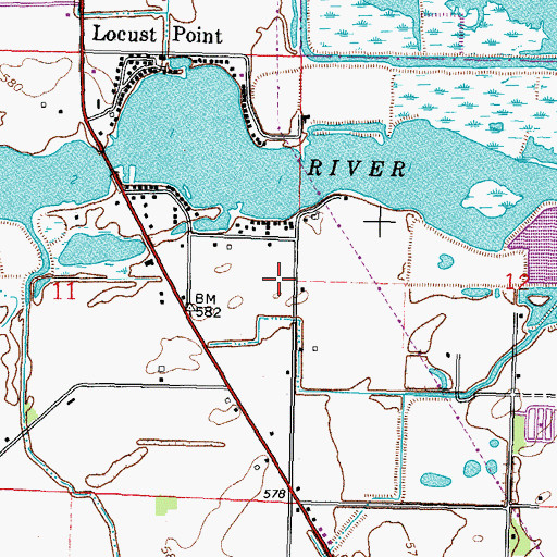 Topographic Map of Witts Orchards, OH