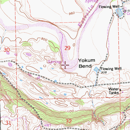 Topographic Map of Yokum Bend, CA
