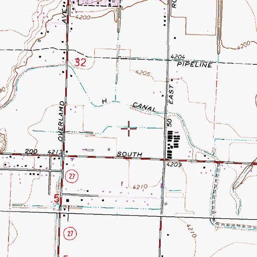 Topographic Map of J 27 F Waste Pipeline, ID