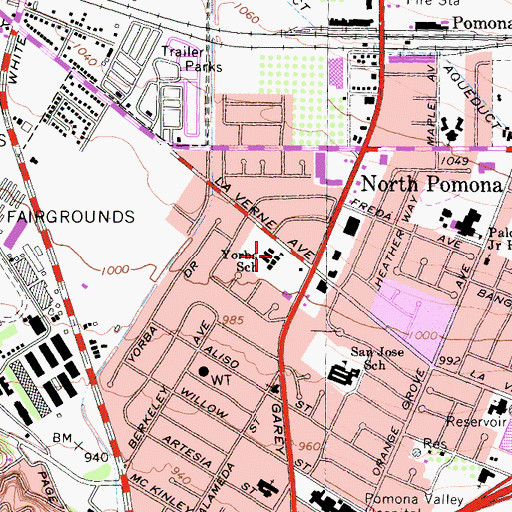 Topographic Map of Yorba Elementary School, CA