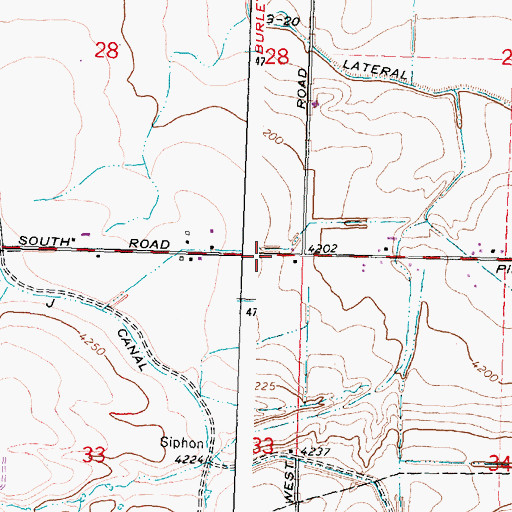 Topographic Map of J 38 Lateral, ID
