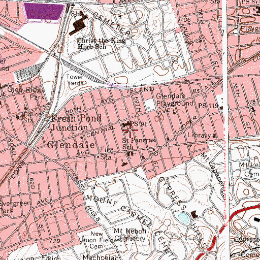 Topographic Map of Lighthouse Assembly of God Church, NY
